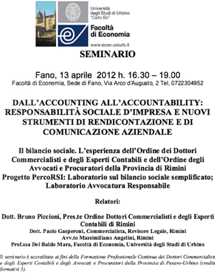 Dall' accounting all'accountability: r.s.i. e nuovi strumenti di rendicontazione e comunicazione aziendale